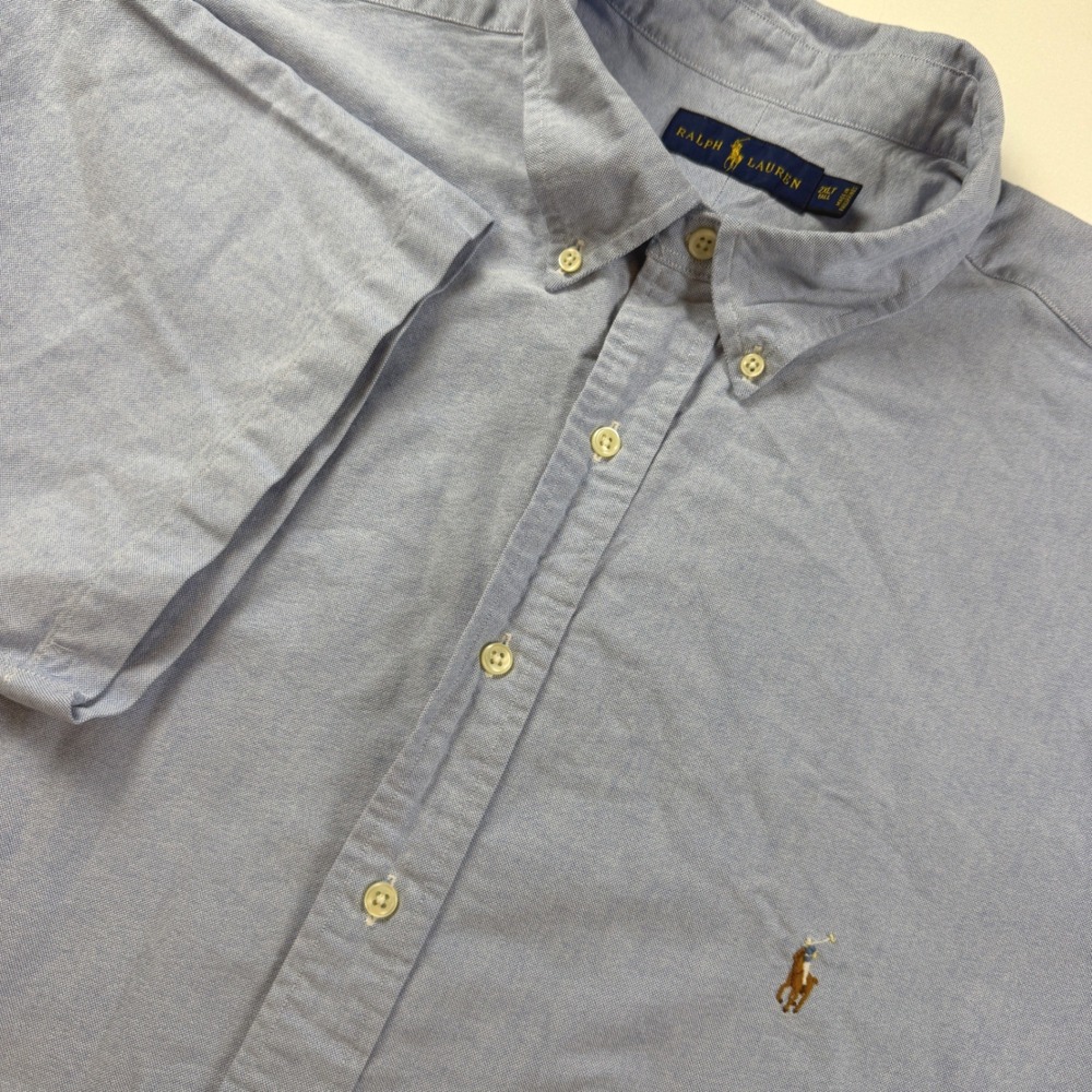 Ralph Lauren Oxford Shirt Mens 2XLT Blue Short Sleeve Button Down Tall EUC